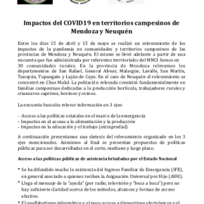 Impactos del COVID19 en territorios campesinos de Mendoza y Neuquén